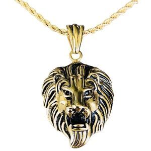 Blackjack Stainless Steel Lions Head Pendant Necklace